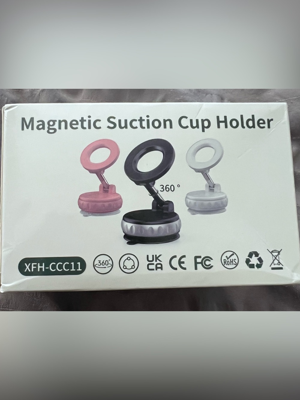 Magnetic suction cup holder TWO COME IN BOX both color black new in box